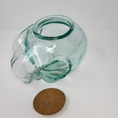 Green Tint Glass Elephant Jar With Cork Top