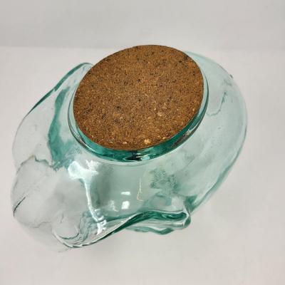 Green Tint Glass Elephant Jar With Cork Top