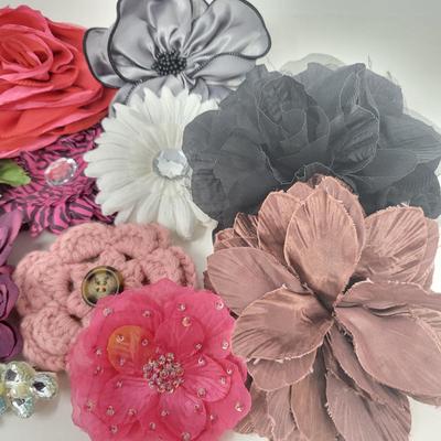 Various Floral Brooches & Hair Barrettes