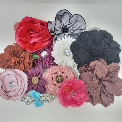 Various Floral Brooches & Hair Barrettes