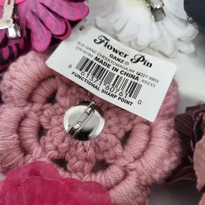 Various Floral Brooches & Hair Barrettes