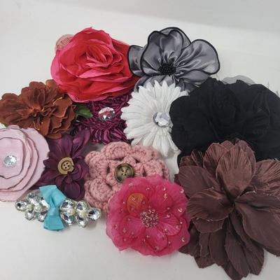 Various Floral Brooches & Hair Barrettes