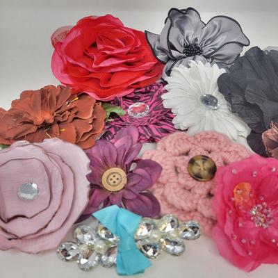 Various Floral Brooches & Hair Barrettes