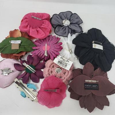 Various Floral Brooches & Hair Barrettes