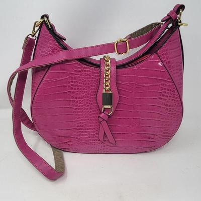 New Pink Croc Faux Leather Handbag