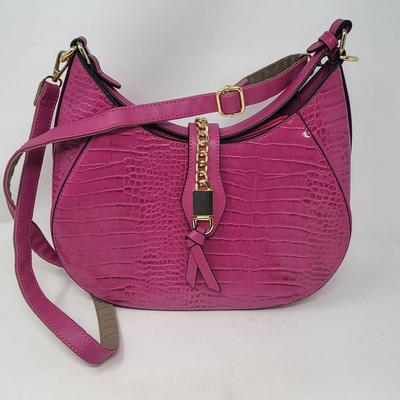 New Pink Croc Faux Leather Handbag