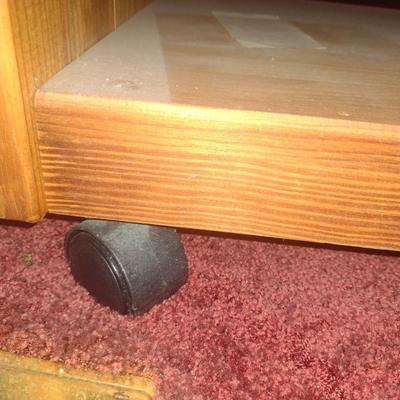 Wooden Media Stand with Wheels= Approx 28" x 16 1/2" x 28 1/2" Tall