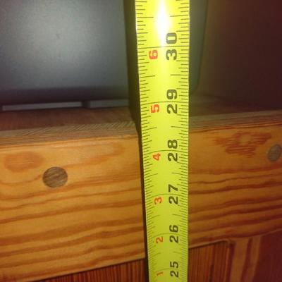 Wooden Media Stand with Wheels= Approx 28" x 16 1/2" x 28 1/2" Tall