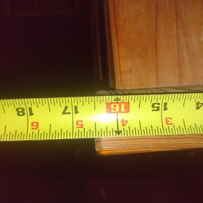 Wooden Media Stand with Wheels= Approx 28" x 16 1/2" x 28 1/2" Tall
