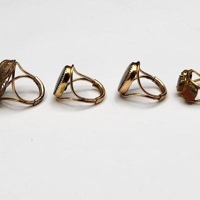 Vintage Burt Cassell Gold Filled Stone Rings (4)