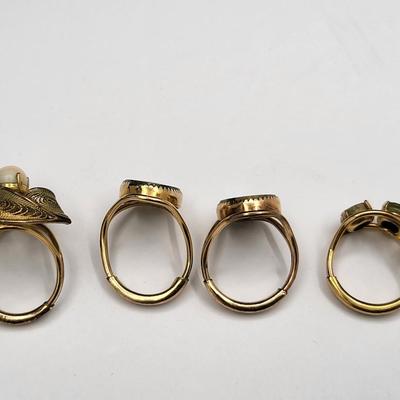 Vintage Burt Cassell Gold Filled Stone Rings (4)