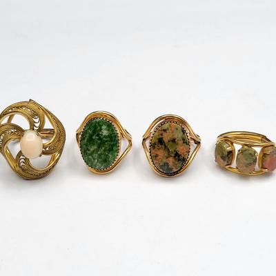 Vintage Burt Cassell Gold Filled Stone Rings (4)