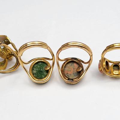 Vintage Burt Cassell Gold Filled Stone Rings (4)
