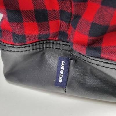 Lands End Red Black Checkered Weekender Tote Bag