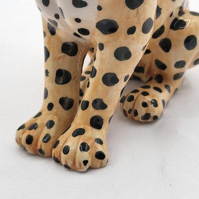 Vintage Pair Of Clay Ceramic Leopard Figurines