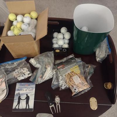 Collection of Golf Items- Assorted Balls, Tees, Booklet, Green Repair, etc.