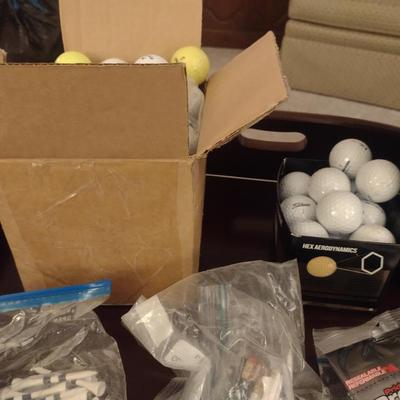Collection of Golf Items- Assorted Balls, Tees, Booklet, Green Repair, etc.