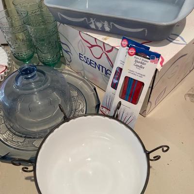 Fancy Glassbake, serving trays, covered dish
