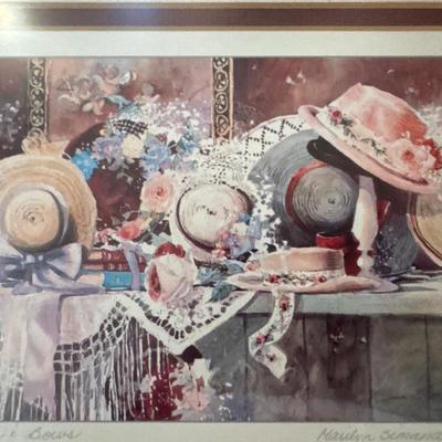 Wall decor fruit, flowers and hats