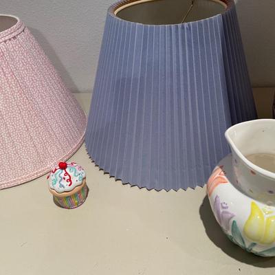 Pink Witcher lamp with lamp shades and decor
