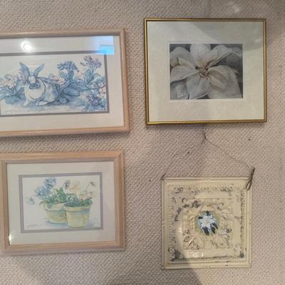 Wall decor flowers and bunnies