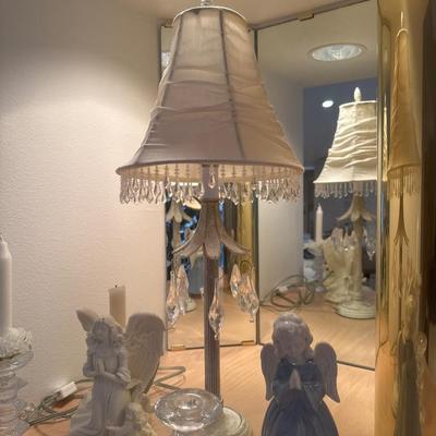 Angel decor with candle holders and lamp