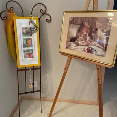 Easels with framed art