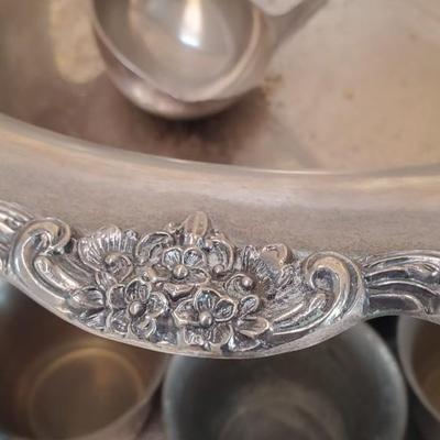 TOWLE Silver Plated Punch Bowl Set w/ 12 cups and ladle