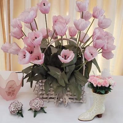 Pink Themed items Floral Basket and more