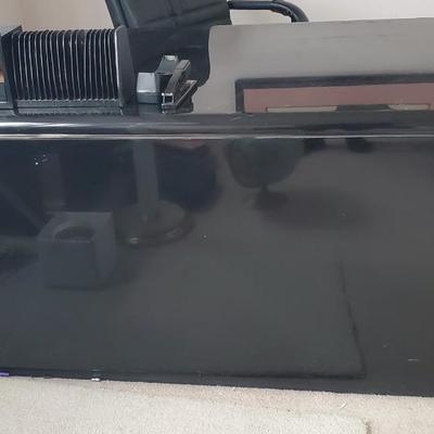 Custom Black Lacquer Desk and Credenza and Chair & Everything on top