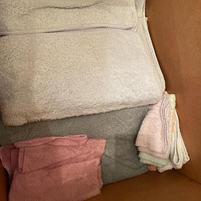 Large box of towels and sheets