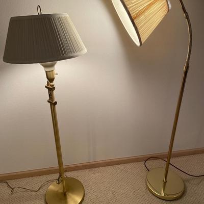 2 floor lamps with brass bases