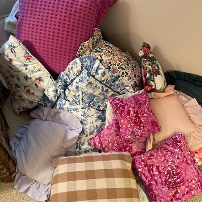 Large lot of throw pillows