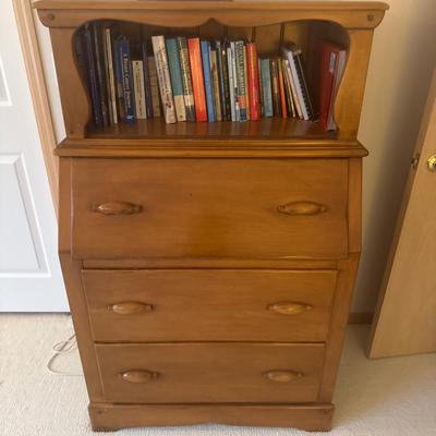 Vintage drop-down desk with books