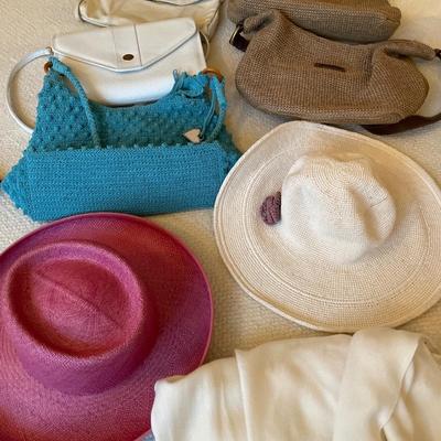 Purses, hats and scarf