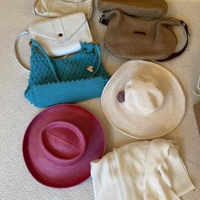 Purses, hats and scarf