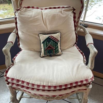 Cream with red gingham trim
