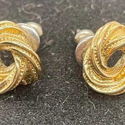 Goldstone Swirl Pierced Ear Earrings