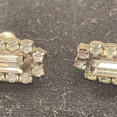 Silver-tone Pierced Ear Earrings with Rhinestones