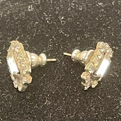 Silver-tone Pierced Ear Earrings with Rhinestones