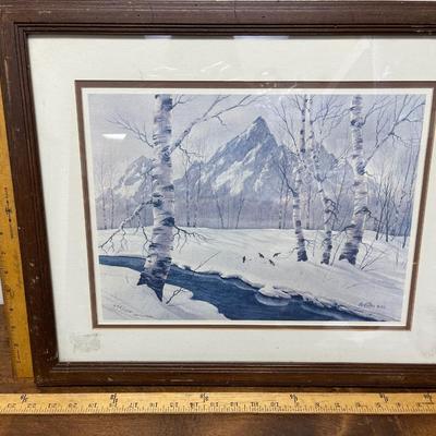 Birch Trees and River in Winter: Numbered and Signed by the artist