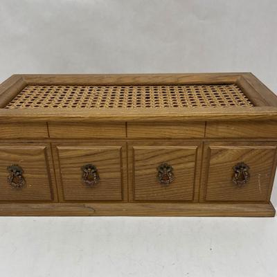 Vintage Mele Wooden Jewelry Dresser Music Box Cane Top Chest Made In Japan