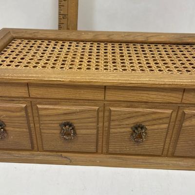 Vintage Mele Wooden Jewelry Dresser Music Box Cane Top Chest Made In Japan