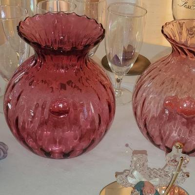 Cranberry Glass Votives (or vases) And more
