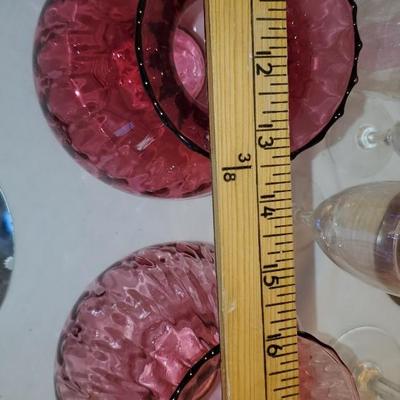 Cranberry Glass Votives (or vases) And more