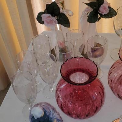 Cranberry Glass Votives (or vases) And more