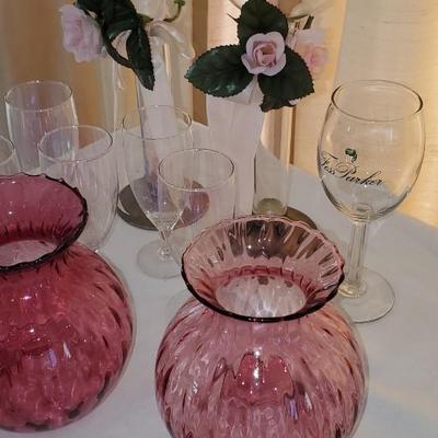 Cranberry Glass Votives (or vases) And more