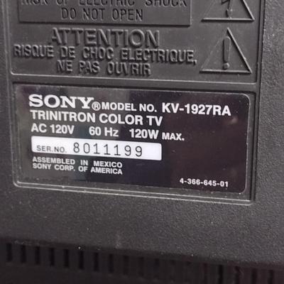 Vintage Sony Trinitron Color TV- Model KV-1927RA- Approx 19" Diagonally
