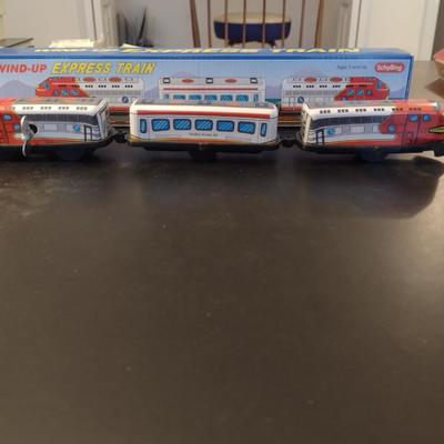 Schylling Wind-Up Express Train Three Car Toy- Measures Approx 12"