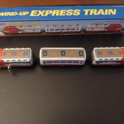 Schylling Wind-Up Express Train Three Car Toy- Measures Approx 12"